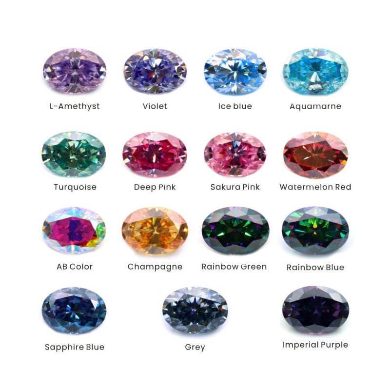 5x7MM 6x8MM 7x9MM 1 Carat 2 Carat 3 Carat Colored Oval Cut Moissanite - Image 2