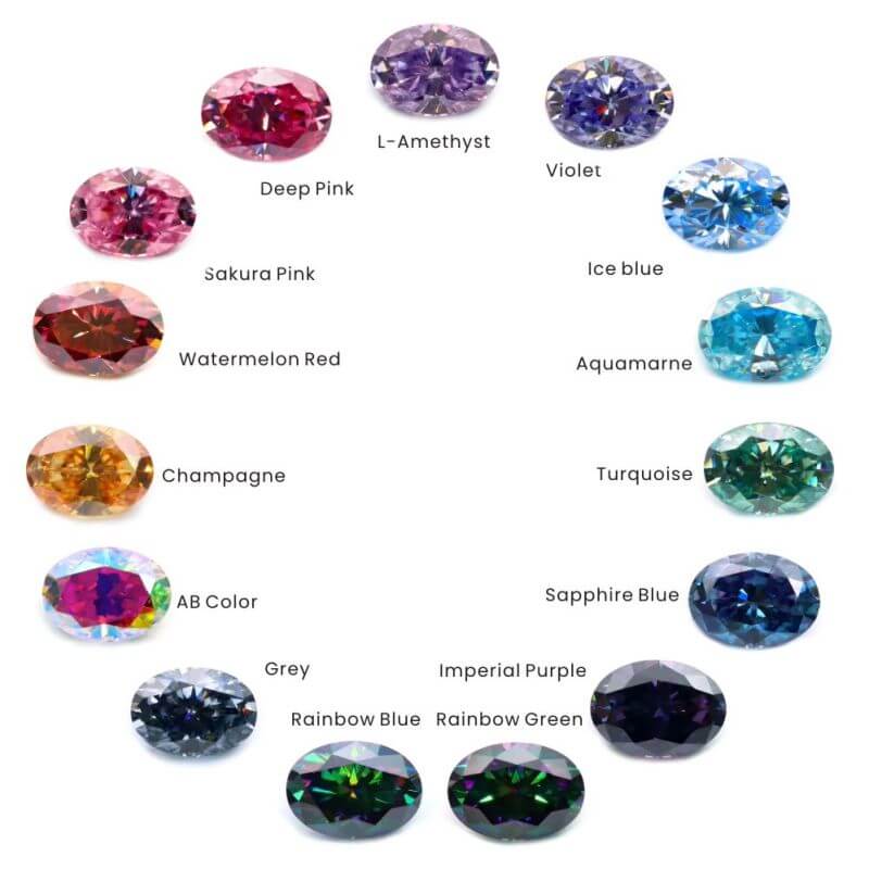 5x7MM 6x8MM 7x9MM 1 Carat 2 Carat 3 Carat Colored Oval Cut Moissanite