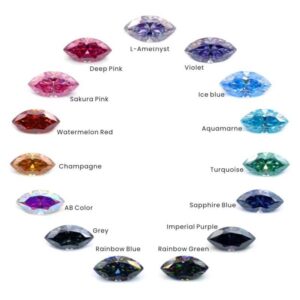 1 Carat 2 Carat 3 Carat Loose Colored Marquise Cut Moissanite Gemstones