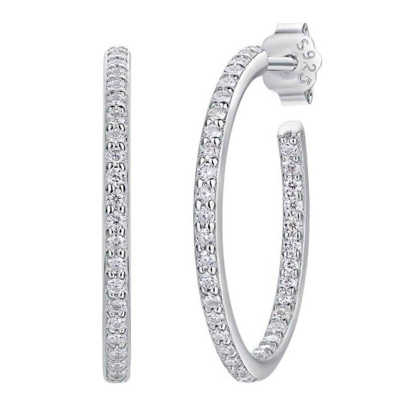 S925 Sterling Silver Fashion Popular Women's Hoop Moissanite Earrings - Image 4