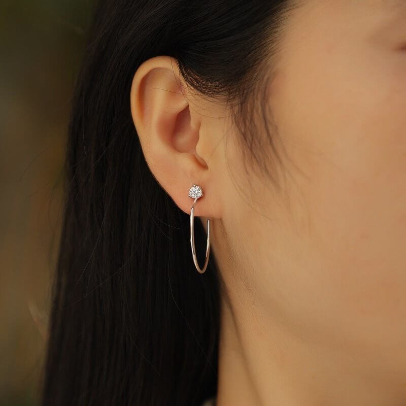 Fashion Popular S925 Sterling Silver Moissanite Earrings Hoop for Women - Image 3